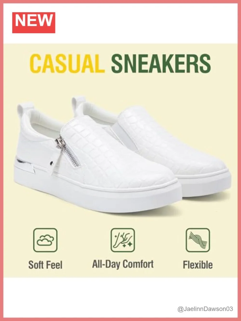 Women's Slip On Fashion Sneakers with Side Zipper Memory Foam